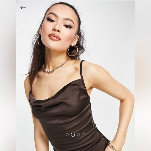 💥LAST ONENWT ASOS Parisian satin cami strap mini dress in chocolate brown - Picture 15 of 17